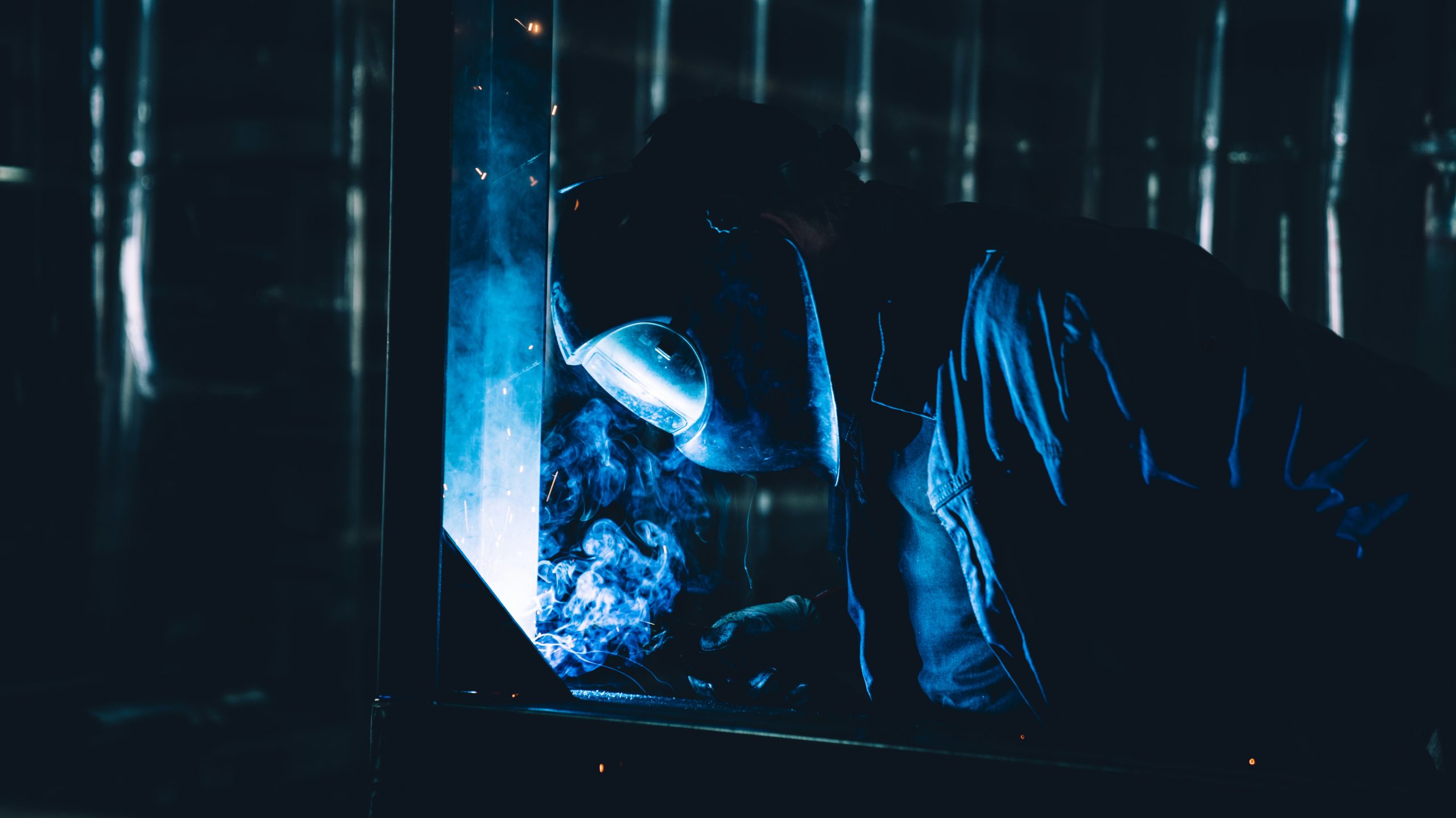 Person welding stainless steel